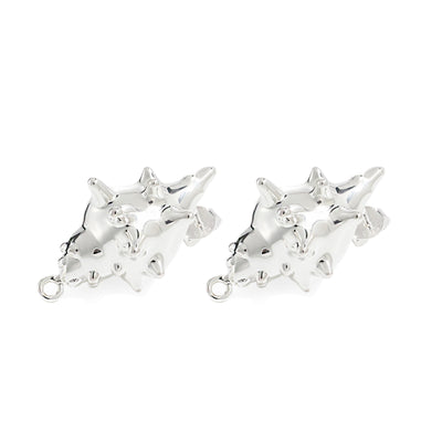 Fashion Jewelry For Women Trendy 999 Pure Silver Electroforming Yellow Gold Irregular Lightweight Huge Conch Statement Stud Earrings