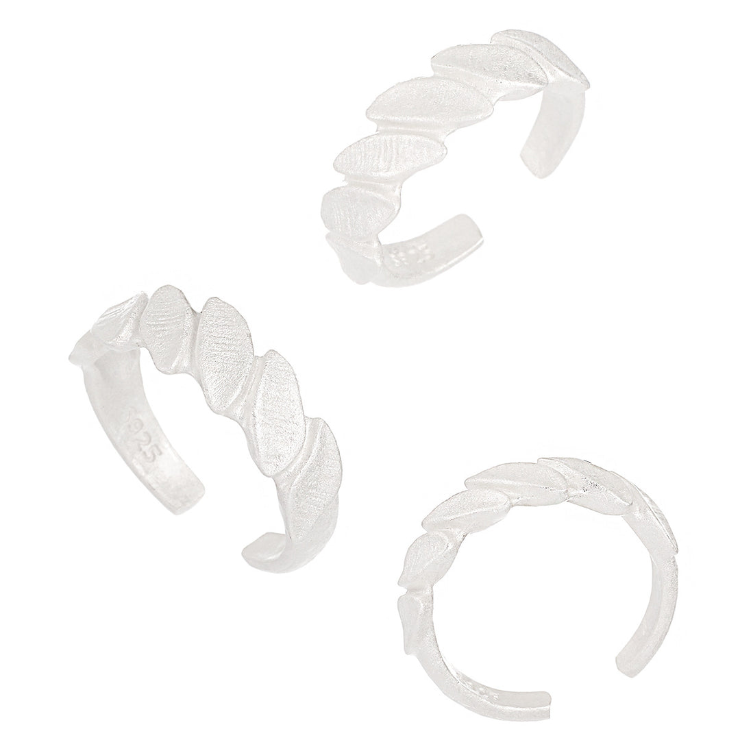 Party Irregular Leaves 925 Sterling Silver Adjustable Ring