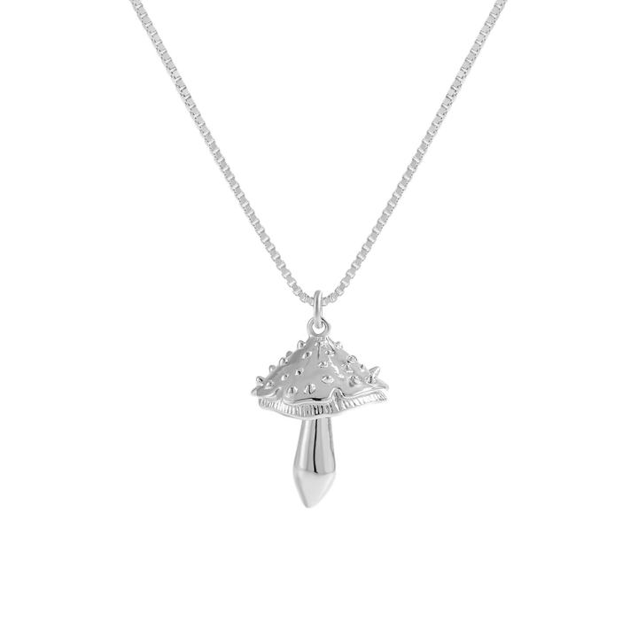 Modern Double Layers Irregular Border Rivet Mushroom 925 Sterling Silver Necklace