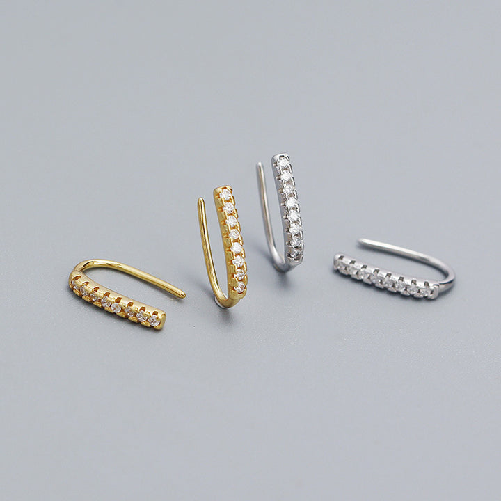 Classic CZ Letter U Shape 925 Sterling Silver Dangling Earrings