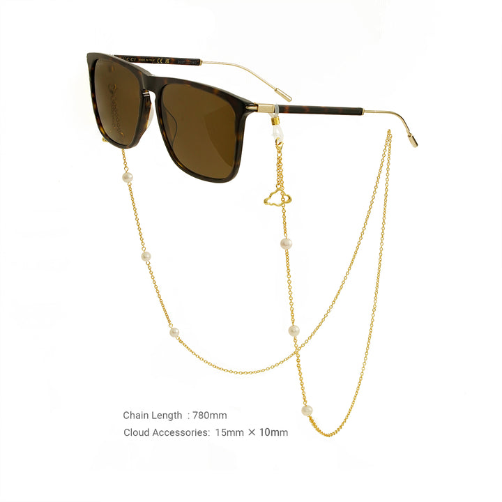 Custom Silver Link Glasses Round Shell Pearl Hollow Cloud Glasses Straps Lanyard Custom Sunglasses Strap