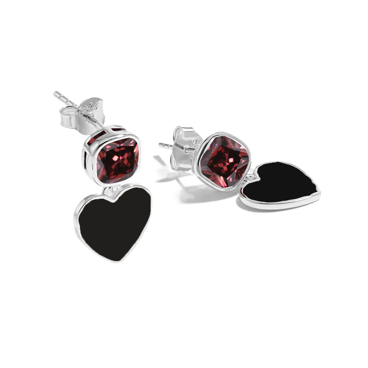 Summer DIY Epoxy Color Colorful Heart CZ 925 Sterling Silver Dangling Earrings