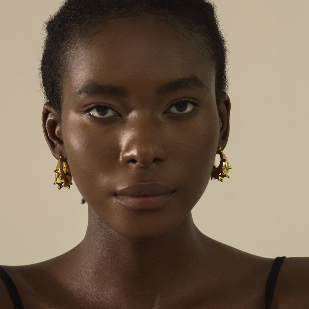 Women Daily Fashion Timeless 999 Pure Silver Huge Classic U Shape Rivet Electroforming Chunky Hoop Earrings