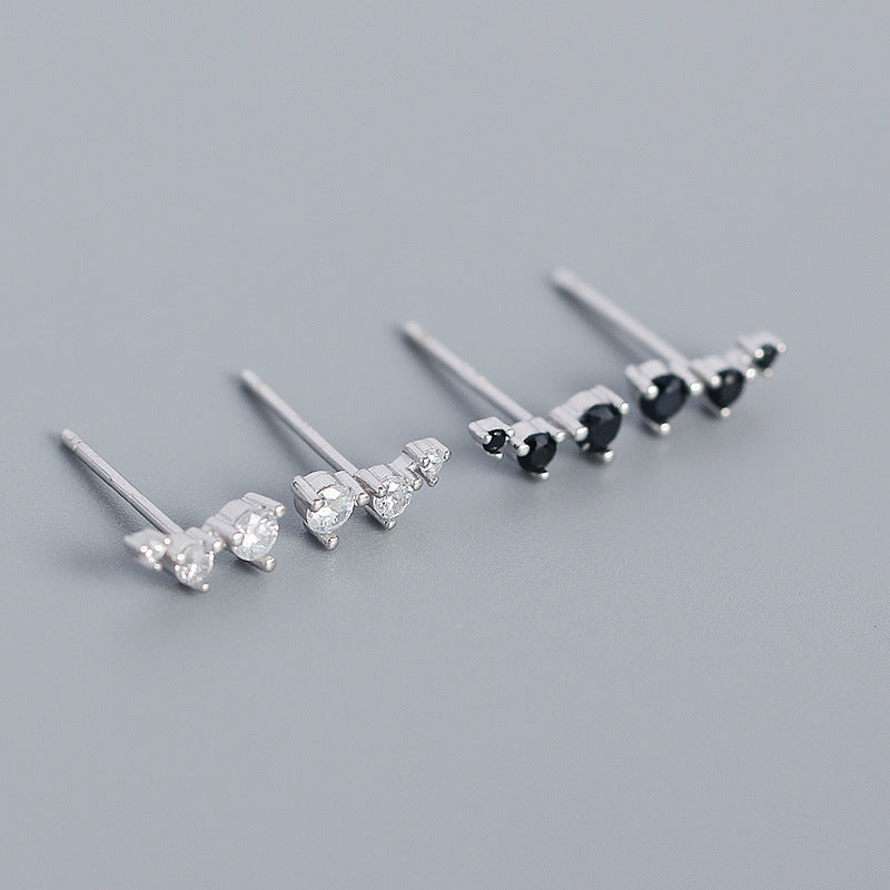 Geometry CZ Lines 925 Sterling Silver Stud Earrings