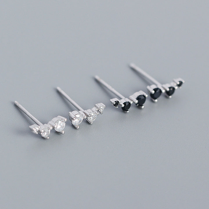 Geometry CZ Lines 925 Sterling Silver Stud Earrings
