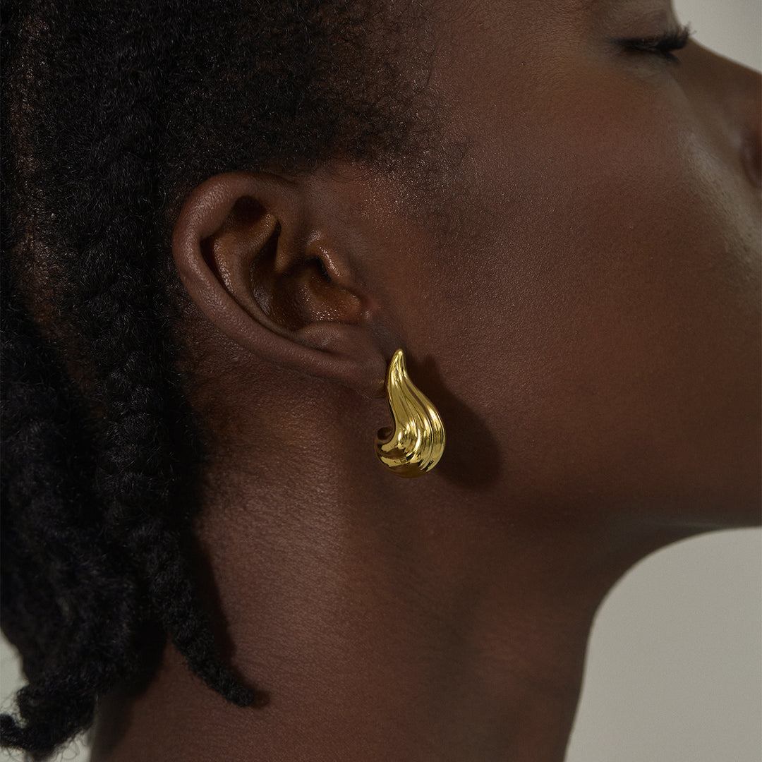 Exaggerated 999 Pure Silver Golden Irregular Hollow Conch Electroforming Chunky Lightweight Fashion Jewelry for Women Daily Wear Earrings