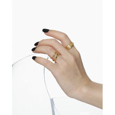 New Irregular River Wave 925 Sterling Silver Adjustable Ring