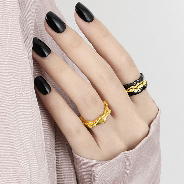 Graduation Beads Pattern Wave 925 Sterling Silver Adjustable Ring