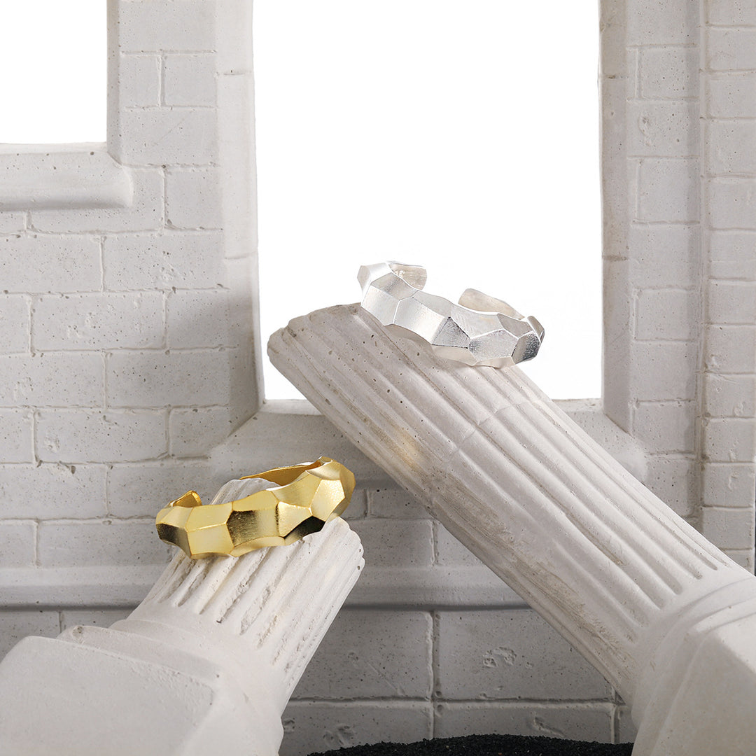 Modern Geometry Irreguar Rhombus 925 Sterling Silver Adjustable Ring