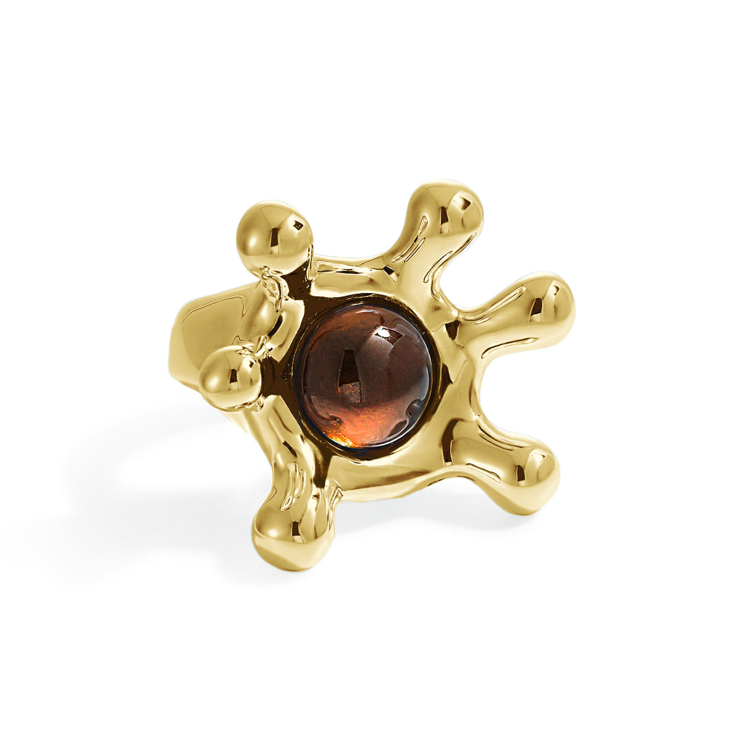 Stylish for Women Sophisticated 999 Pure Silver Elegant Gemstone Irregular Crown Electroforming Adjustable Statement Ring