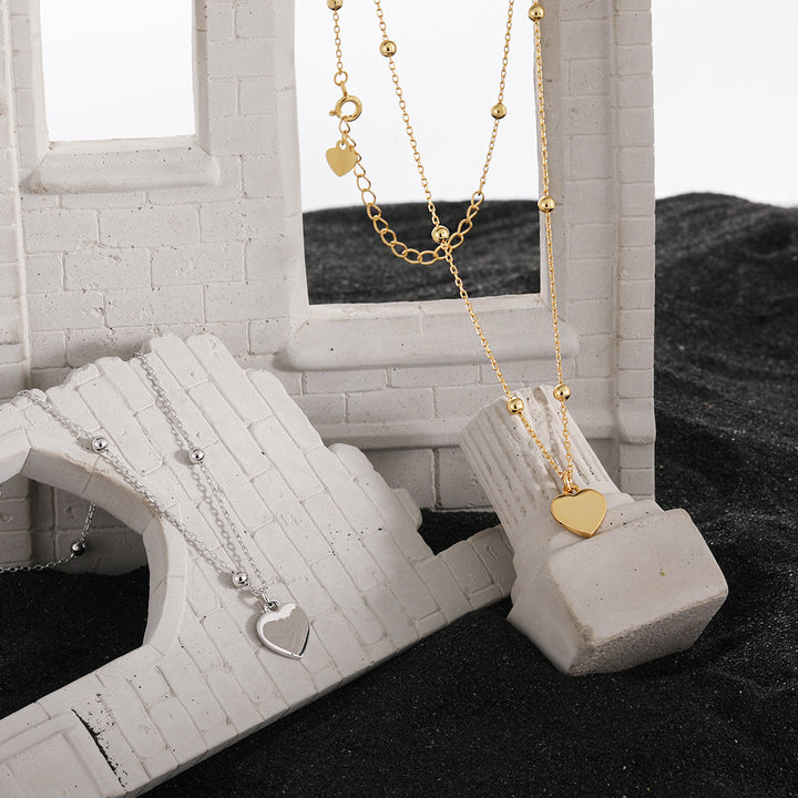 Small Heart Pendant Necklace 925 Silver - Minimalist Dainty Heart Necklace Women