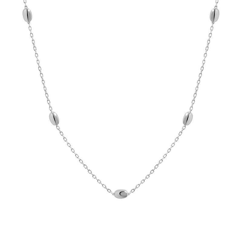 Simple Geometry Oval Beads 925 Sterling Silver Necklace