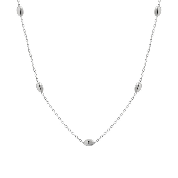 Simple Geometry Oval Beads 925 Sterling Silver Necklace
