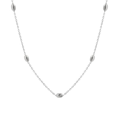 Simple Geometry Oval Beads 925 Sterling Silver Necklace