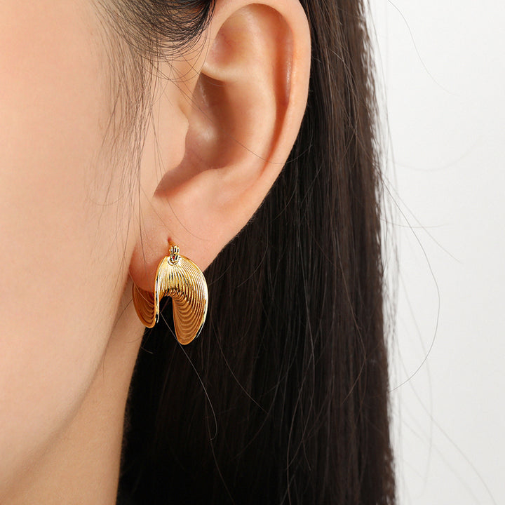 Daily Fashion Jewelry Stylish 925 Sterling Silver Silver Women Irregular Thread Shell Hoop Earrings