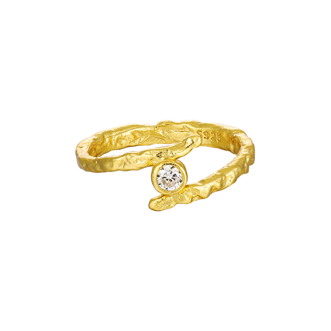 Irregular Pattern Round CZ Cross 925 Sterling Silver Adjustable Ring