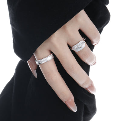 Beautiful CZ Sunflowers 925 Sterling Silver Adjustable Ring
