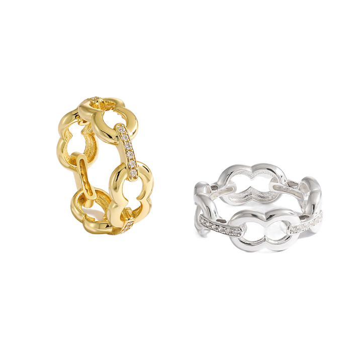 Office Hollow CZ 8 Shape 925 Sterling Silver Ring