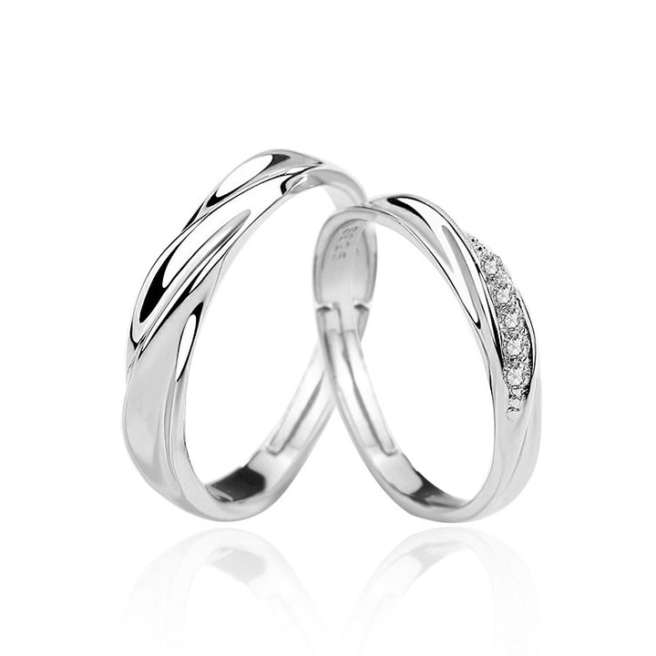 Wedding Fall in Love  CZ 925 Sterling Silver Adjustable Promise Ring
