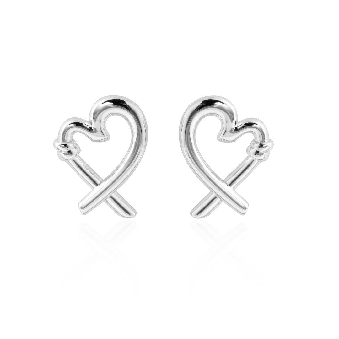 Honey Moon Hollow Heart 999 Sterling Silver Romantic Fine Jewelry Women’s Stud Earrings