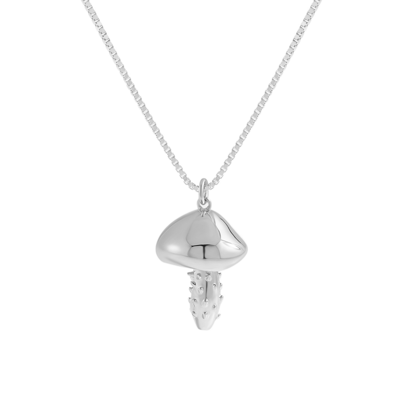 Women Fashion Jewelry Charming 999 Pure Silver Mini Cute Rivet Rods Mushroom Necklace