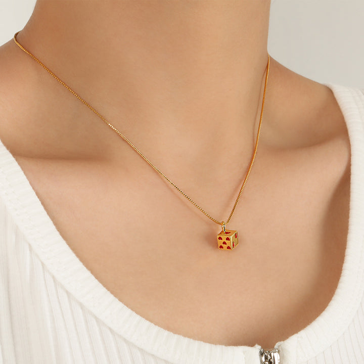 Colorful Dice Necklace 925 Silver - Playful Love Dice Charm Pendant for Women