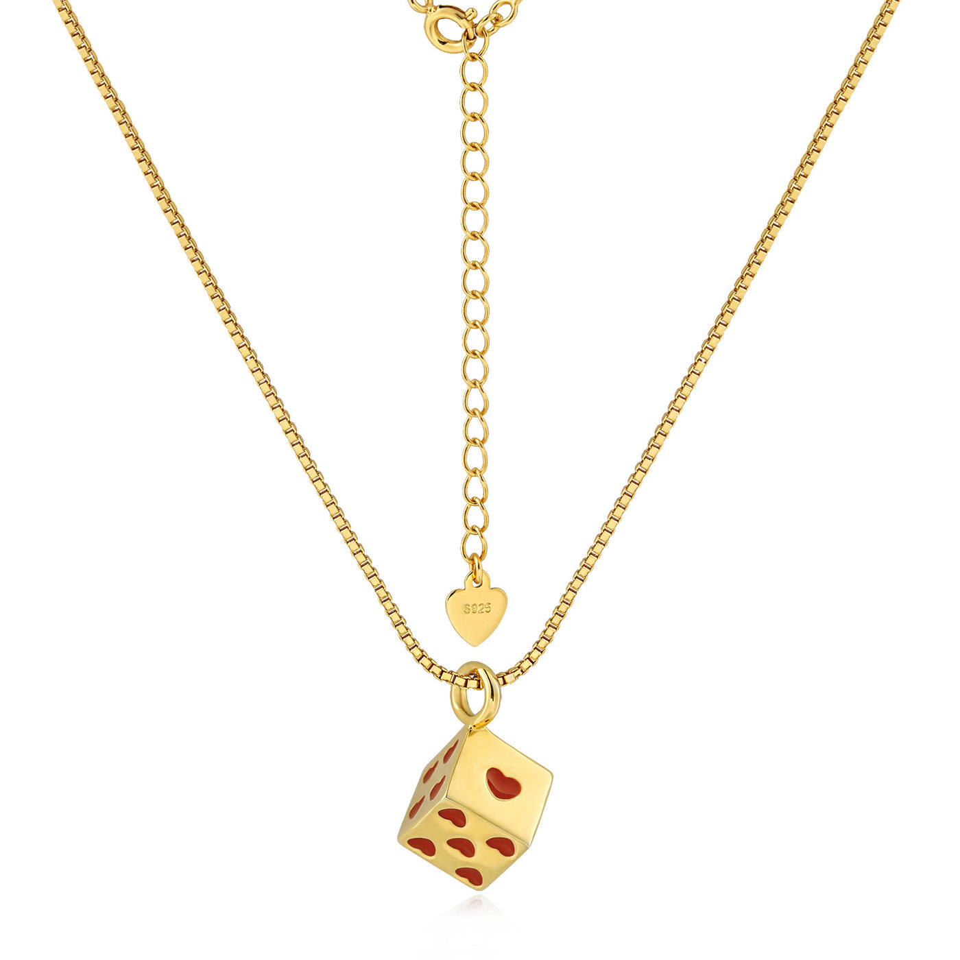 Fashion Fun Multicolor Love Cubic Dice 925 Sterling Silver Box Chain Necklace