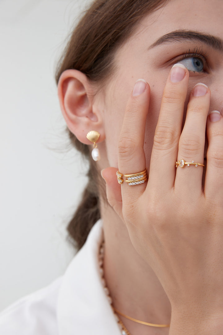 Fashion CZ  Jagged Geometry 925 Sterling Silver Adjustable Ring