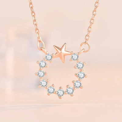 Beautiful Star CZ Garland 925 Sterling Silver Necklace