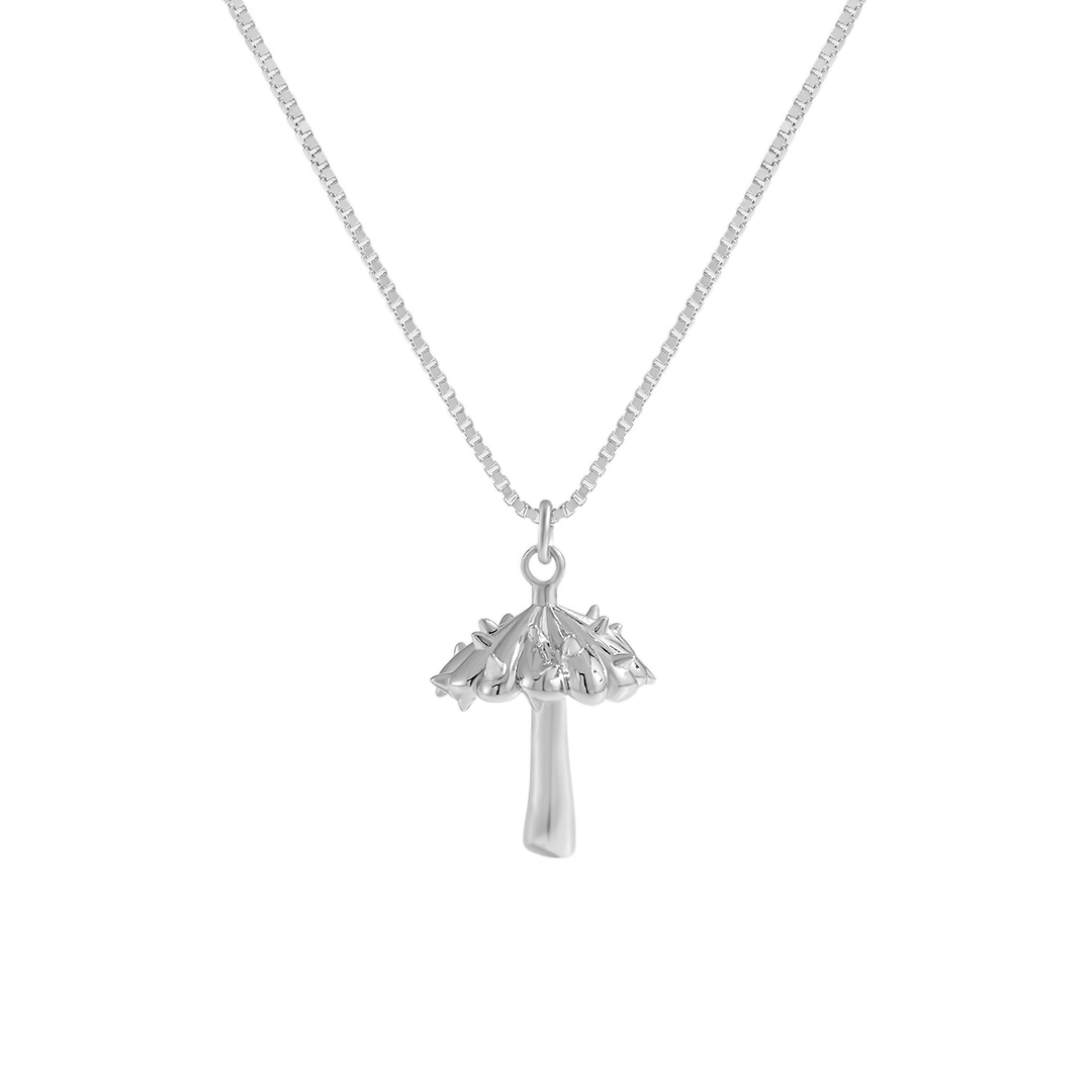 Cute Gift Rivet Mushroom 925 Sterling Silver Necklace
