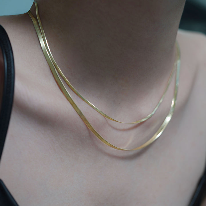 Gold Herringbone Chain Necklace | 925 Sterling Silver | Banabella
