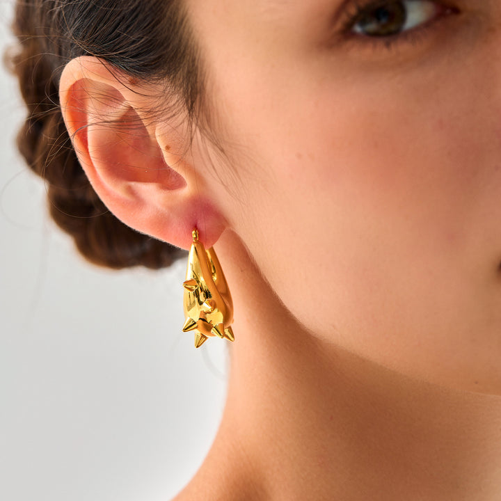 Women Daily Fashion Timeless 999 Pure Silver Huge Classic U Shape Rivet Electroforming Chunky Hoop Earrings