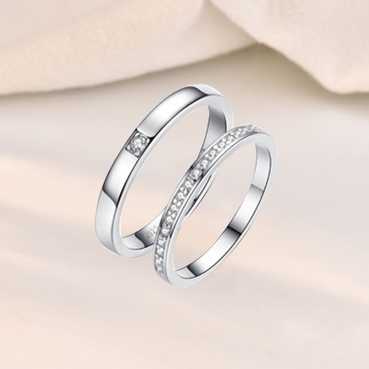 Minimalist CZ Lines 925 Sterling Silver Adjustable Promise Ring