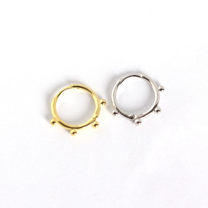 Simple Four Round Mini Balls Circle 925 Sterling Silver Hoop Earrings