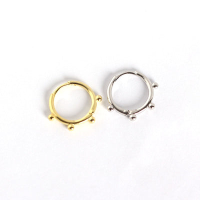 Simple Four Round Mini Balls Circle 925 Sterling Silver Hoop Earrings