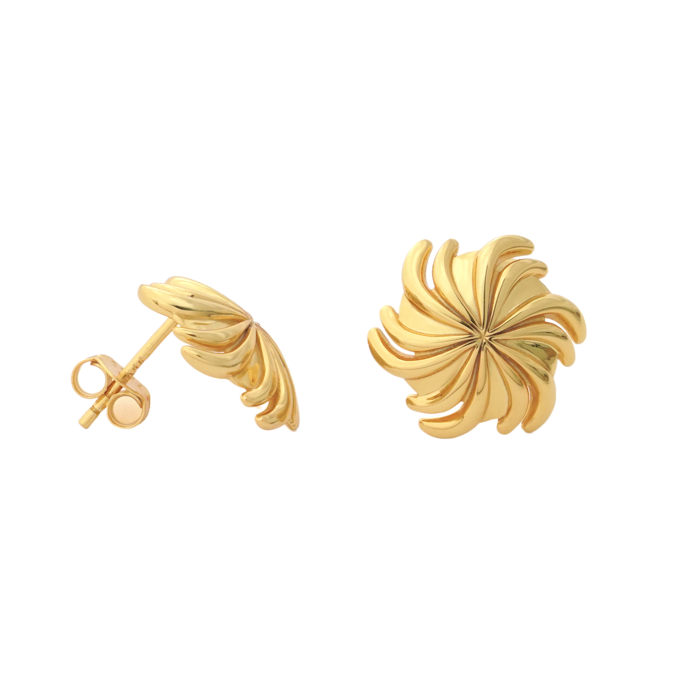 Sunny Spiral Flower 925 Sterling Silver Stud Earrings