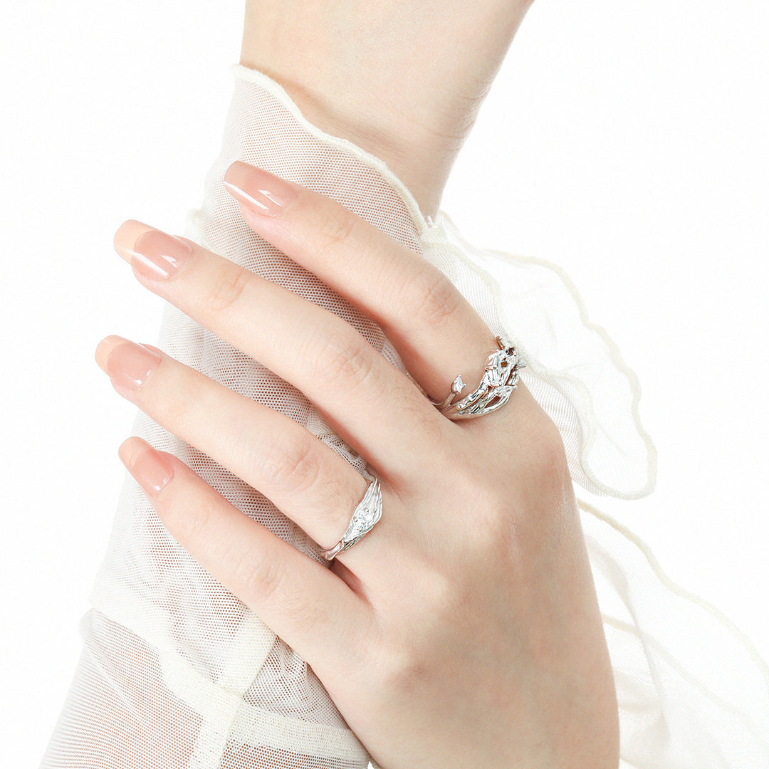 Women Irregular CZ Tree Branch 925 Sterling Silver Adjustable Ring