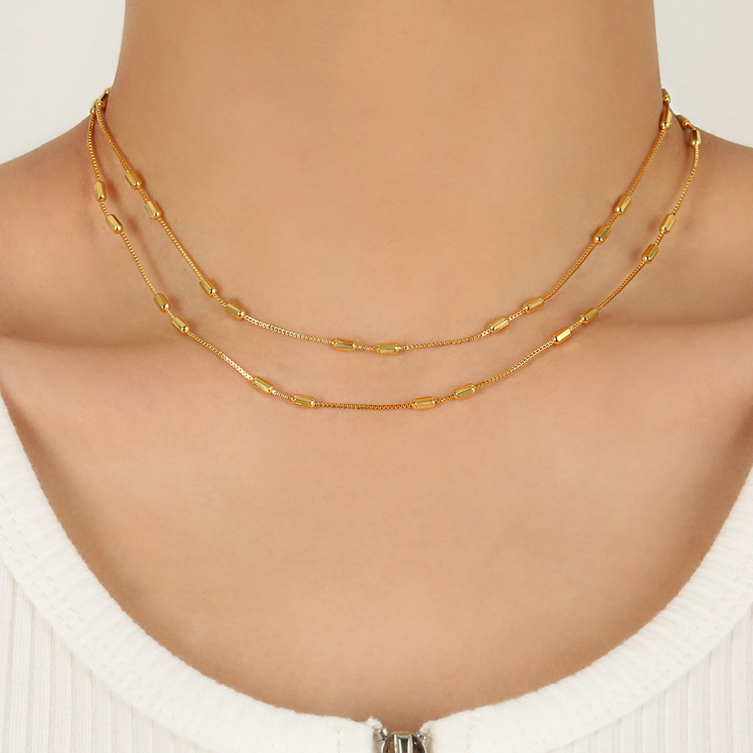 Double Layered Chain Necklace 925 Silver - Two Layer Paperclip Necklace for Women
