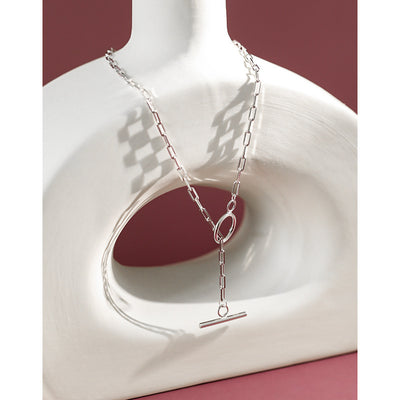 S925 pure silver necklace ins niche design personality OT buckle chain necklace women's collarbone necklace