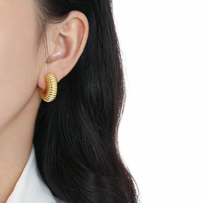 Fashion Letter C Shape Spring 925 Sterling Silver Electroforming Stud Earrings