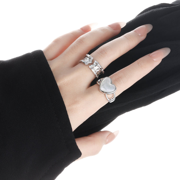 Modern Scale Pattern Irregular Border 925 Sterling Silver Wide Adjustable Ring