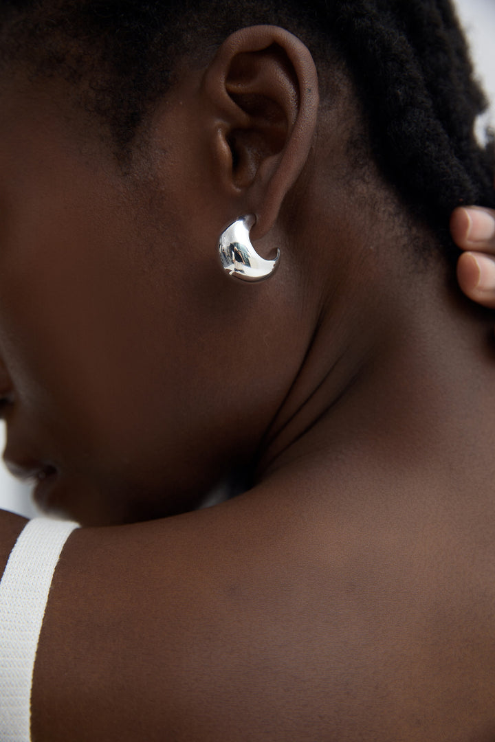 Modern Thickness S999 Sterling Silver Electroforming Huggie Hoop Earrings