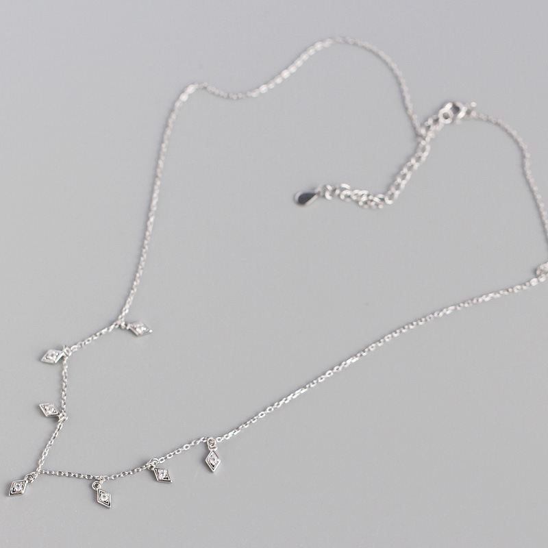 Elegant Geometry Rhombus CZ 925 Sterling Silver Necklace