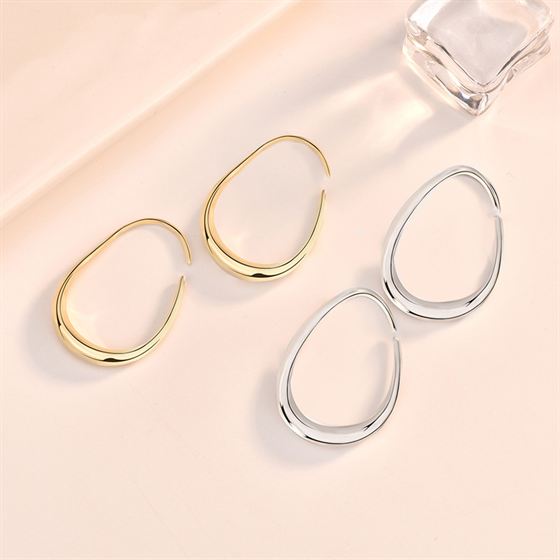 Geometry Hollow Circle Irregular 925 Sterling Hoop Earrings