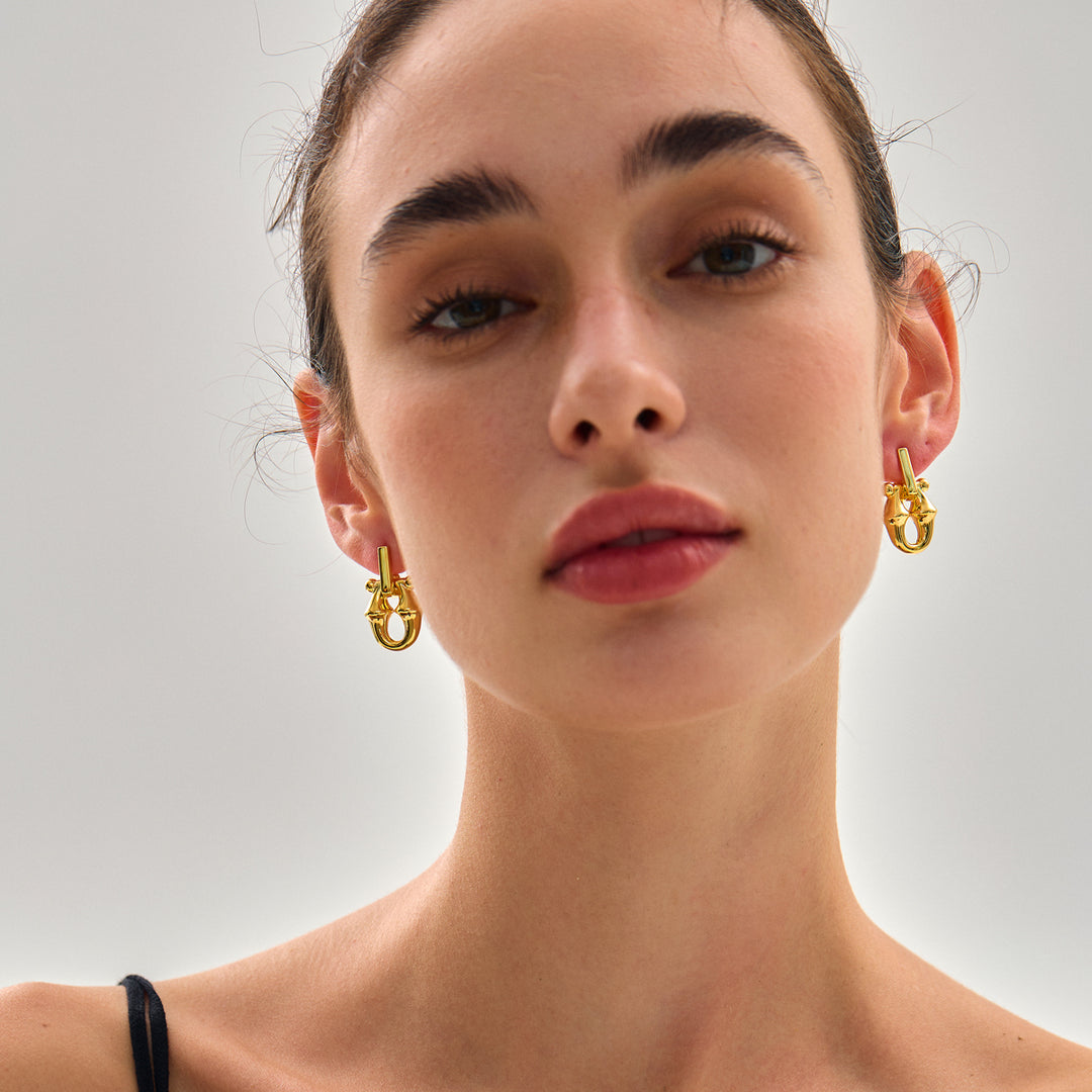 Stylish 999 Pure Silver Masculine Exclusive Geometry Electroforming Hollow Chunky Large Stud Earrings