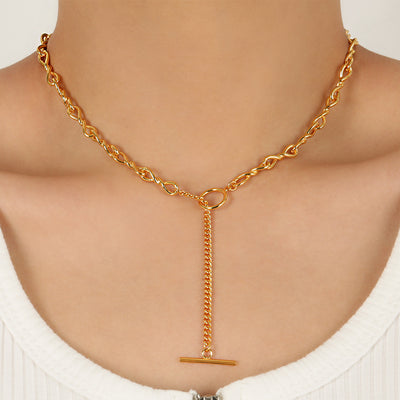 Classic Hollow Twisted OT Shape 925 Sterling Silver Necklace