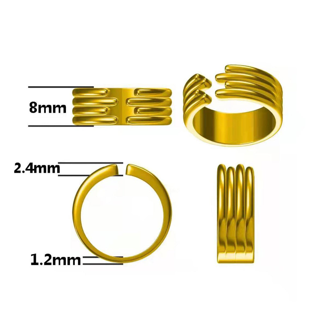 Fashion Geometric Lines 925 Sterling Silver Adjustable Open Ring for Women | Minimalist Stacking Statement Jewelry Ring