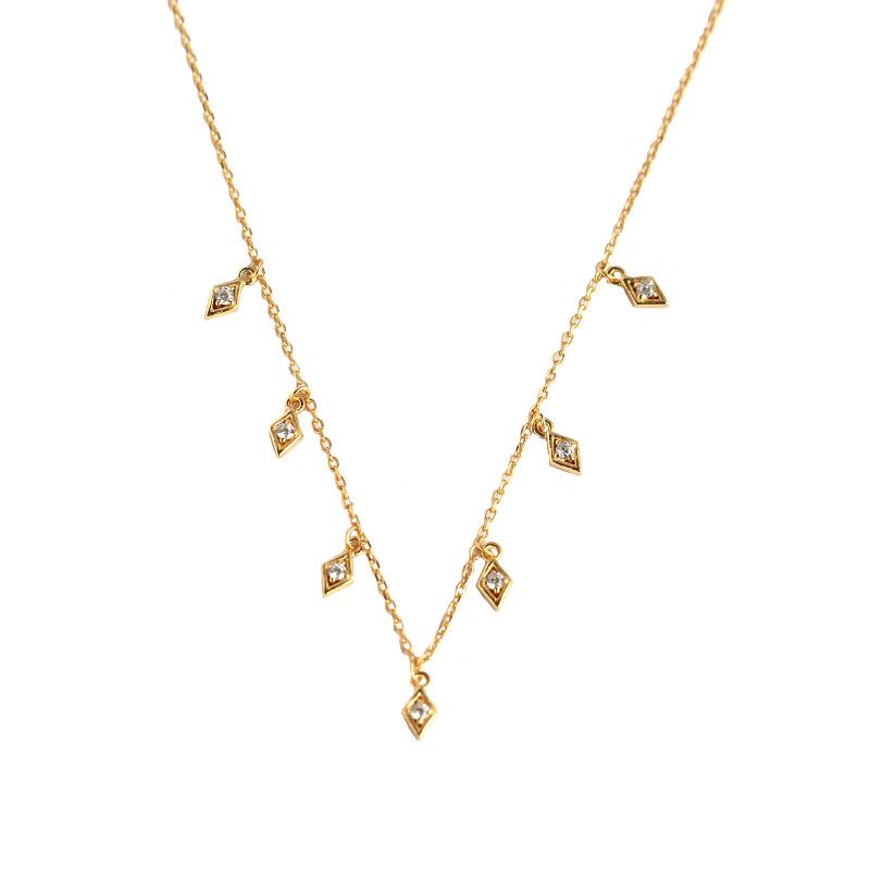 Elegant Geometry Rhombus CZ 925 Sterling Silver Necklace