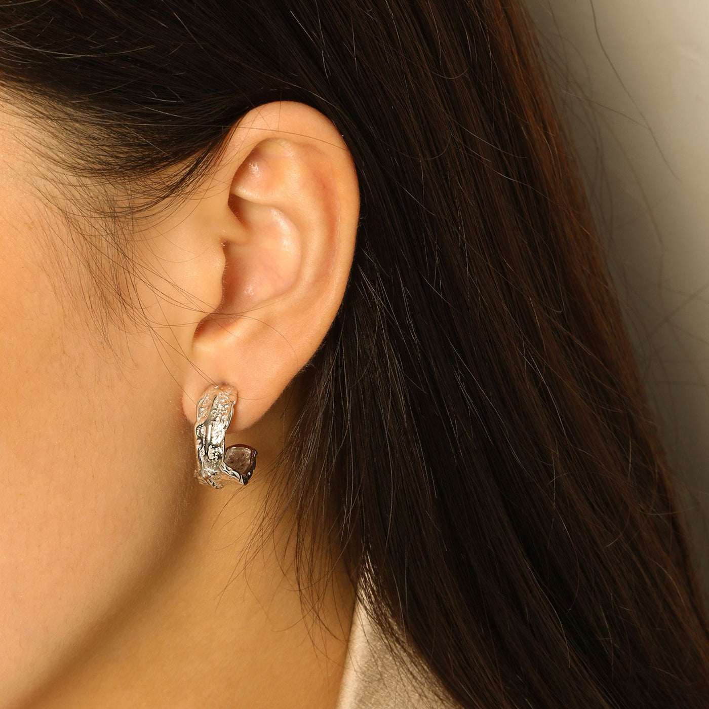 Irregular Tinfoil C Shape 925 Sterling Silver Stud Earrings