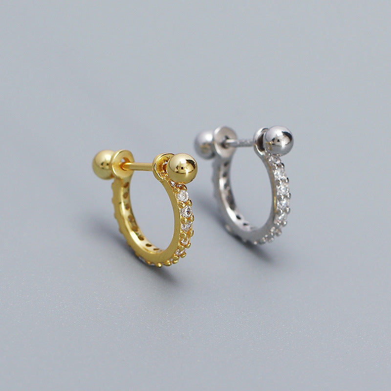 Modern CZ Circle 925 Sterling Silver Hoop Earring (Single)